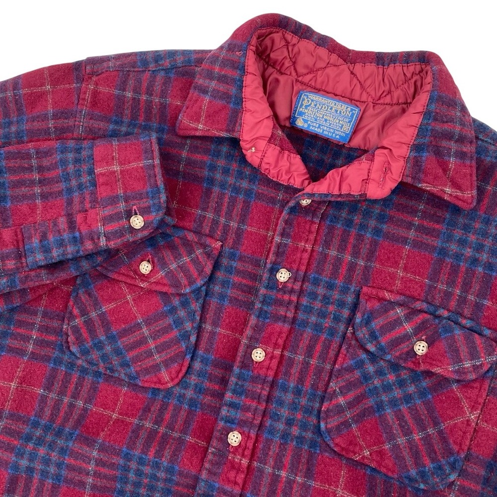 Vintage 80s-90s Pendleton Pure Virgin Wool Flannel Jacket‎ Quilted XL (fits S/M)